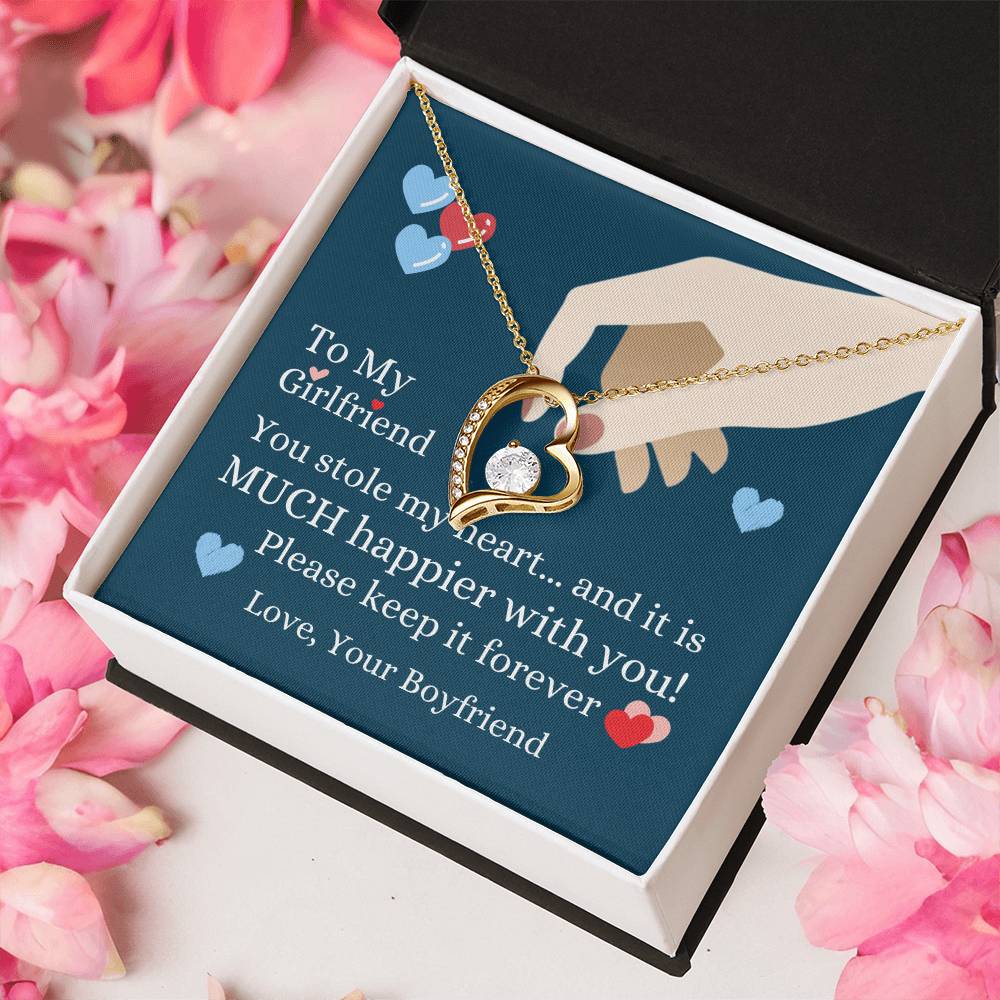 To My Girlfriend  You Stole My Heart Necklace Forever Love Necklace