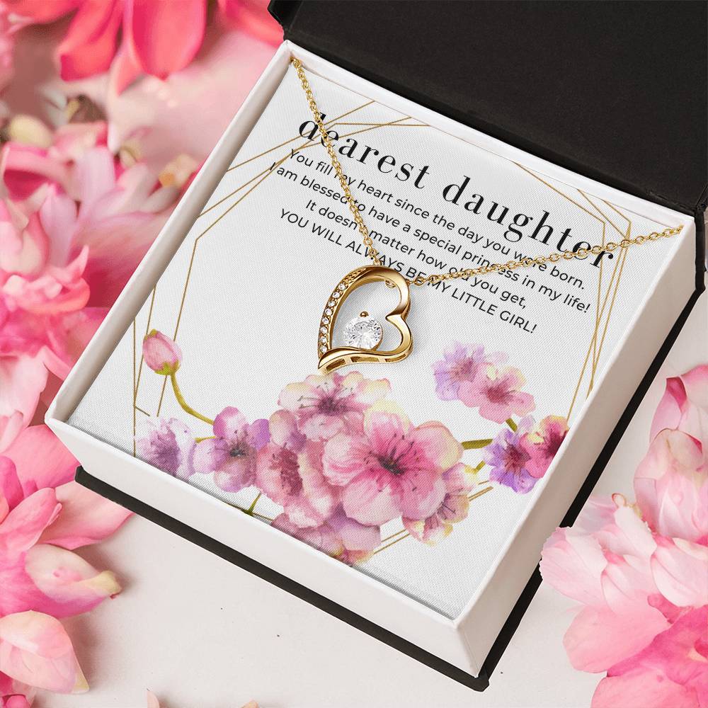 Dearest Daughter Open Heart Pendant Necklace Forever Love Necklace