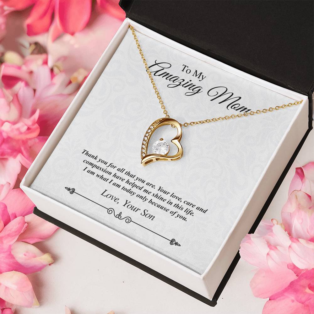 To My Amazing Mom Heart Necklace Thank You For All That 1 Forever Love Necklace