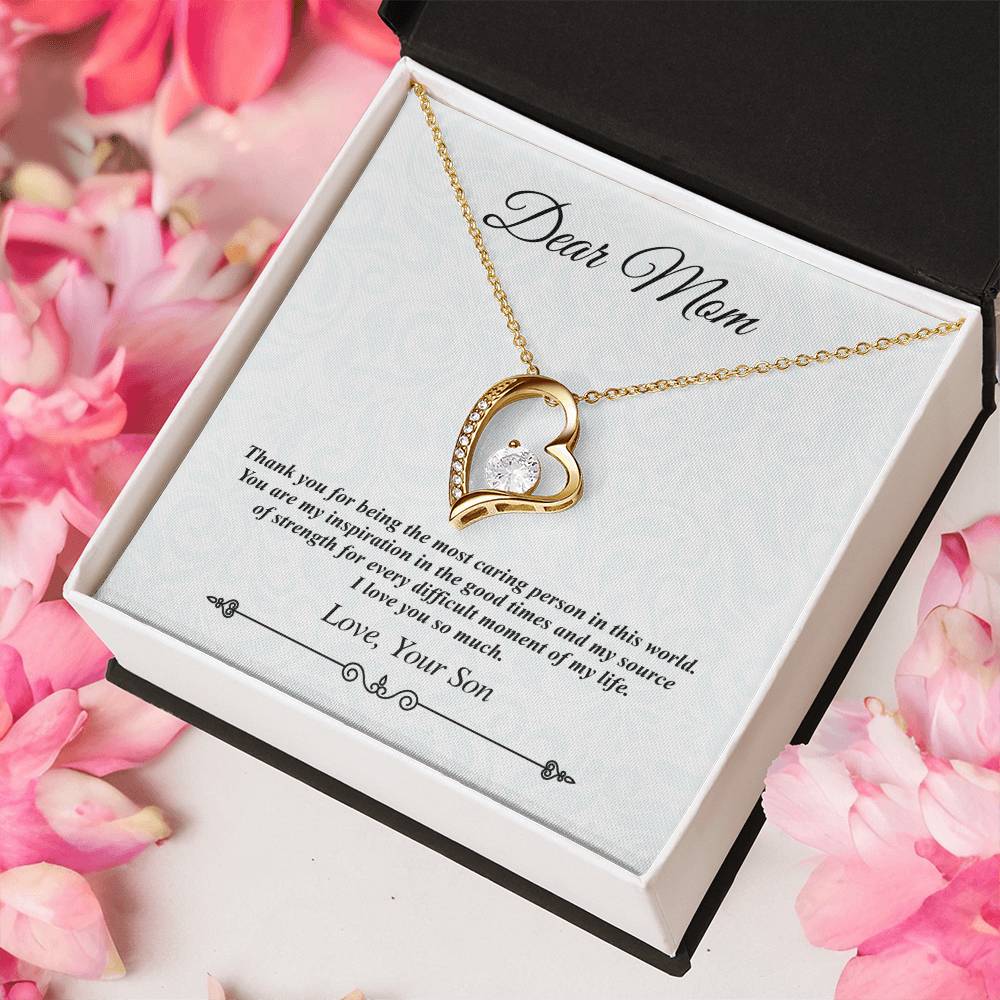 Dear Mom Heart Necklace The Most Caring Person In Th 1 Forever Love Necklace