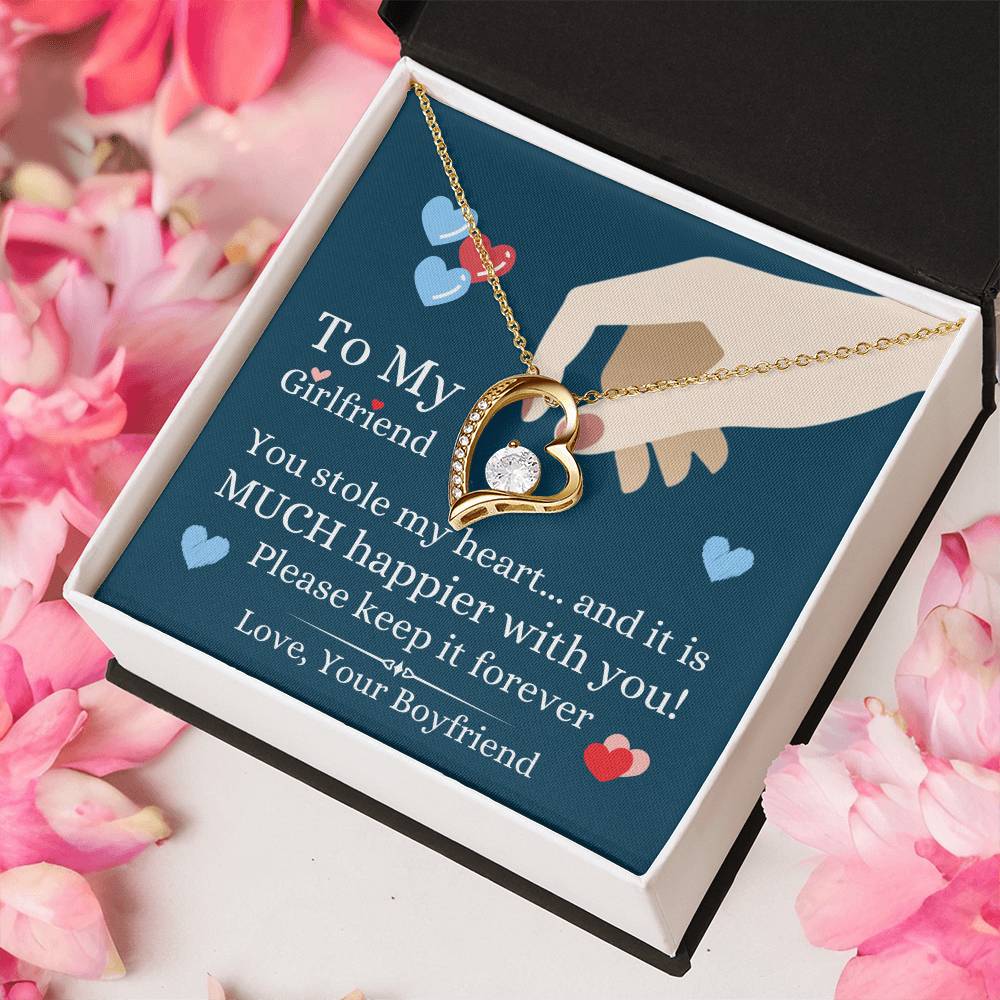 To My Girlfriend  You Stole My Heart Necklace 1 Forever Love Necklace