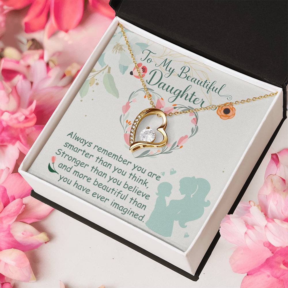 To My Beautiful Daughter Necklace To Daughter From Mom Mom And Daughter Gift Valentine's Mother's Day Daughter Forever Love Necklace