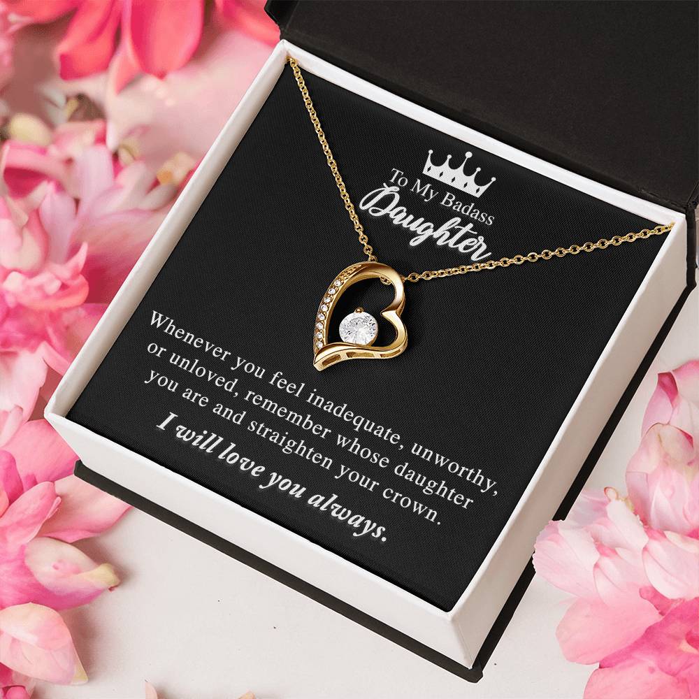 To My Badass Daughter Necklace Daughter Gift Necklace Daughter Birthday Gift Gift For Daughter Daughter Jewelry White Gold Necklace Forever Love Necklace