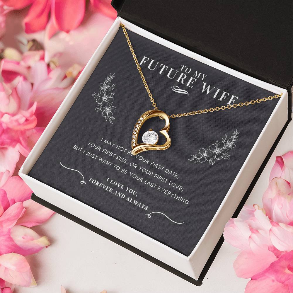 To My Future Wife Heart Necklace Message Card Gift Box Forever Love Necklace