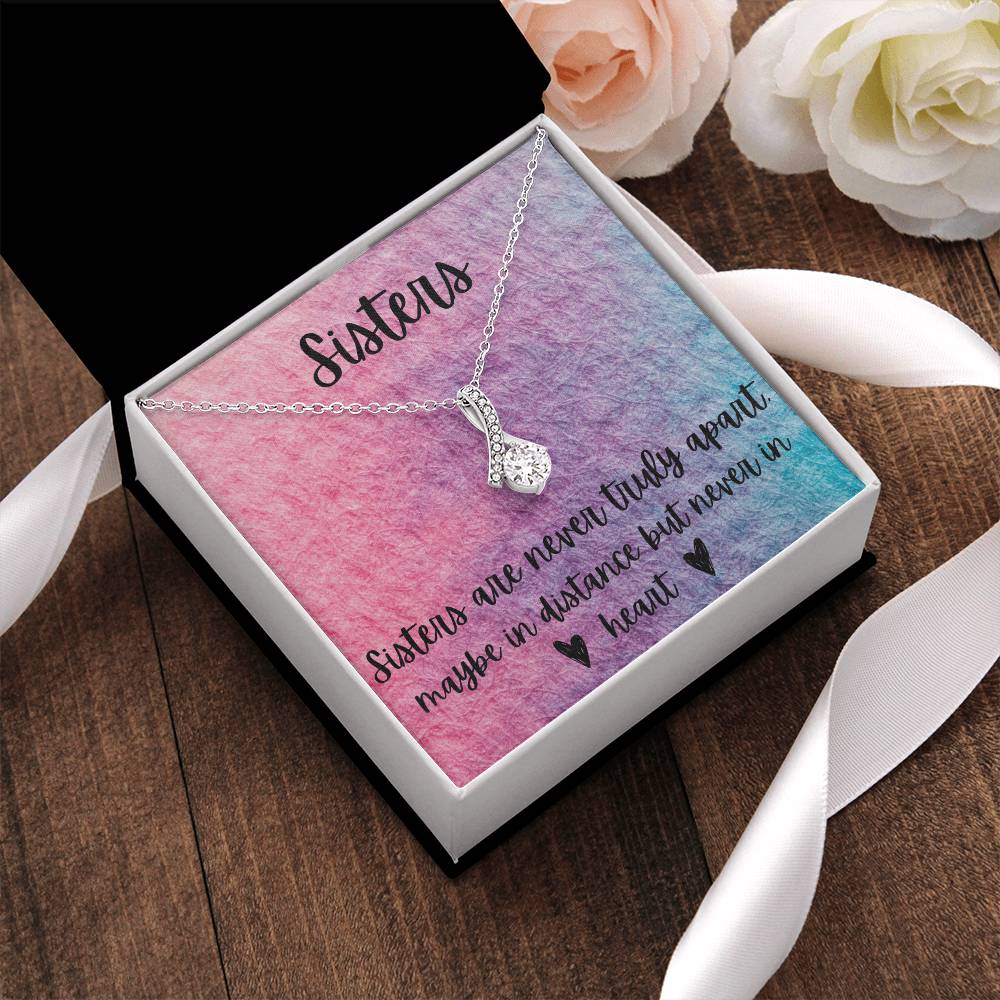 Sisters - Interlocking Necklace - Rainbow Background To My Sister & Best Friend Best Friend Thank You Gift For Friend Christmas Gifts Alluring Beauty Necklace