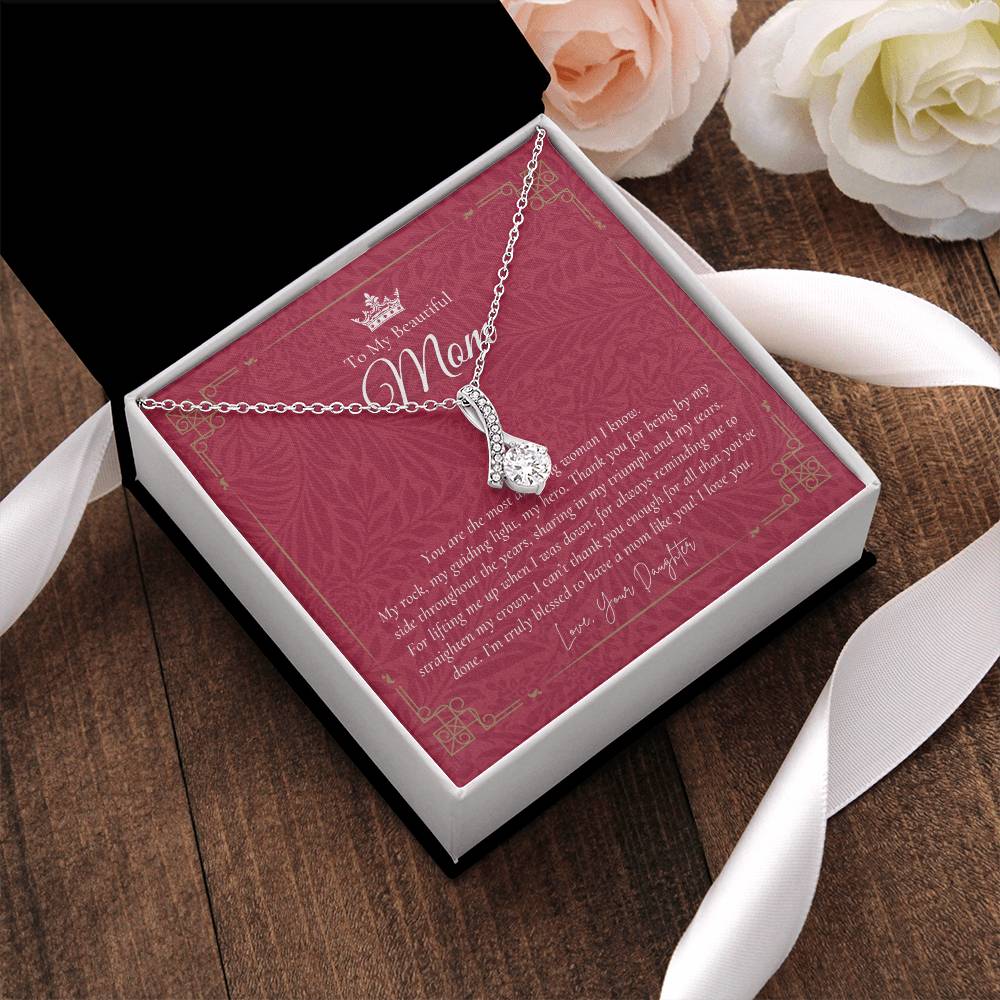 To My Beautiful Mom Necklace  Badass Mom Gift  Mother’S Day Gift  Birthday Gift  Gift From Daughter On Wedding Day 4 Alluring Beauty Necklace