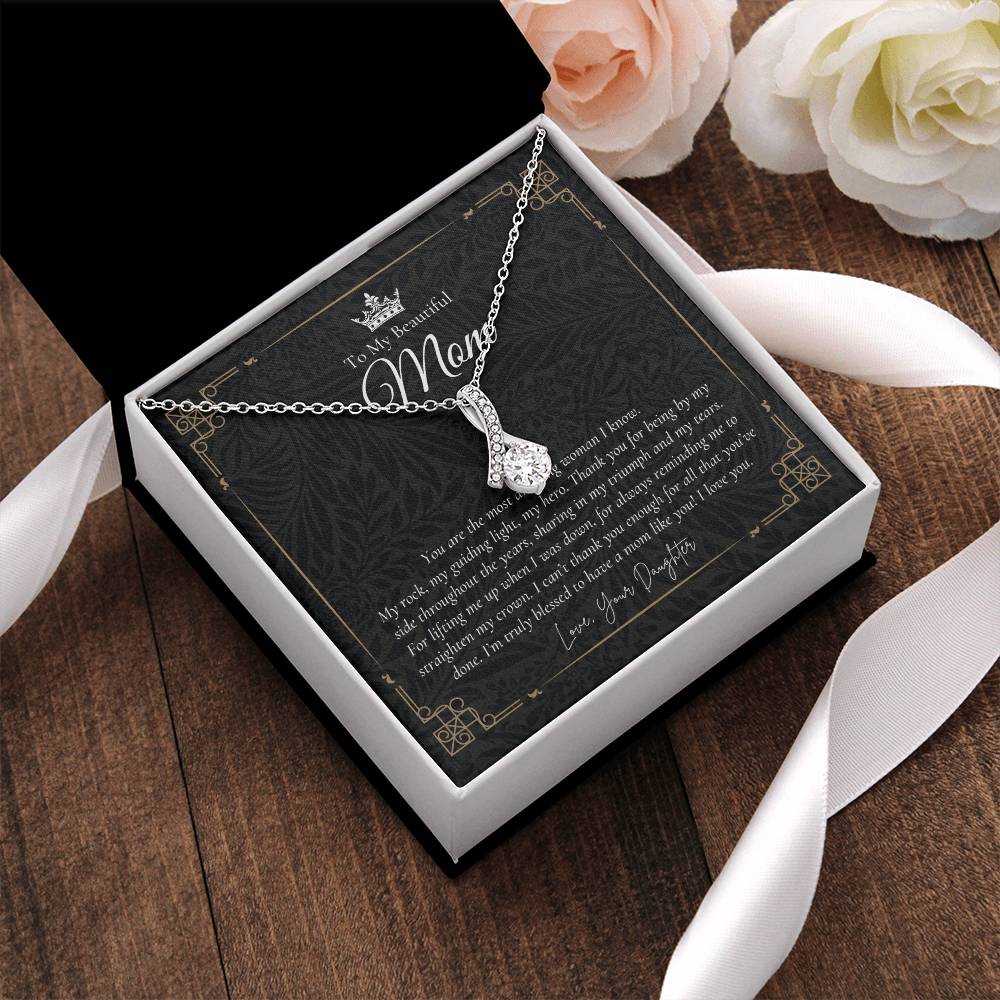 To My Beautiful Mom Necklace  Badass Mom Gift  Mother’S Day Gift  Birthday Gift  Gift From Daughter On Wedding Day 5 Alluring Beauty Necklace
