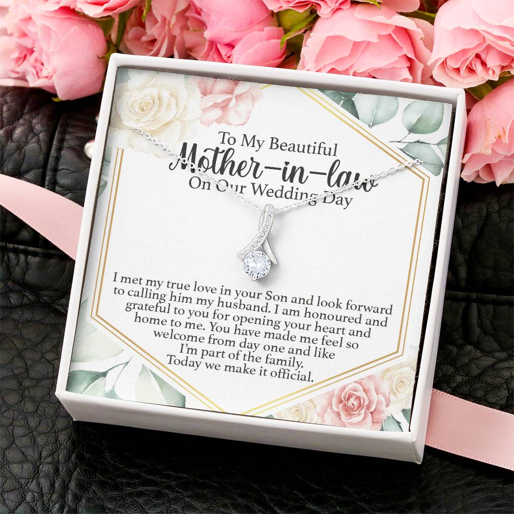 Petit Ribbon Mother In Law Wedding Gift From Bride Sentimental Gift For Mother-In-Law Mother Of Groom Wedding Gift Future Mother In Law Alluring Beauty Necklace