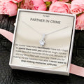 Ribbon Pendant 14K White Gold Plated Necklace - To My Partner In Crime Alluring Beauty Necklace