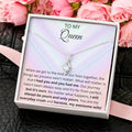 Ribbon Pendant 14K White Gold Plated Necklace - To My Queen Alluring Beauty Necklace
