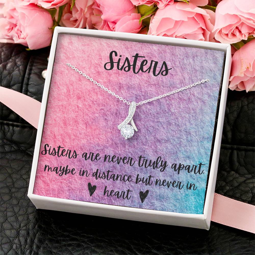 Sisters - Interlocking Necklace - Rainbow Background To My Sister & Best Friend Best Friend Thank You Gift For Friend Christmas Gifts Alluring Beauty Necklace