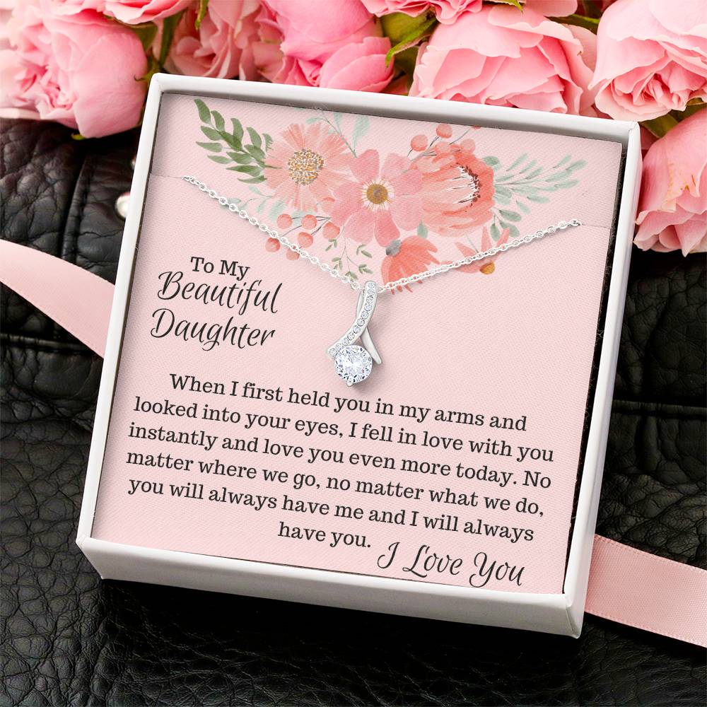 To My Beautiful Daughter- Alluring Beauty In Mahogany Box Alluring Beauty Necklace