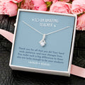 Teacher Ribbon Drop Necklace  Dusty Blue Alluring Beauty Necklace