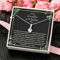 To Bride From Dad Ribbon Drop Necklace  Gold Greenery Alluring Beauty Necklace