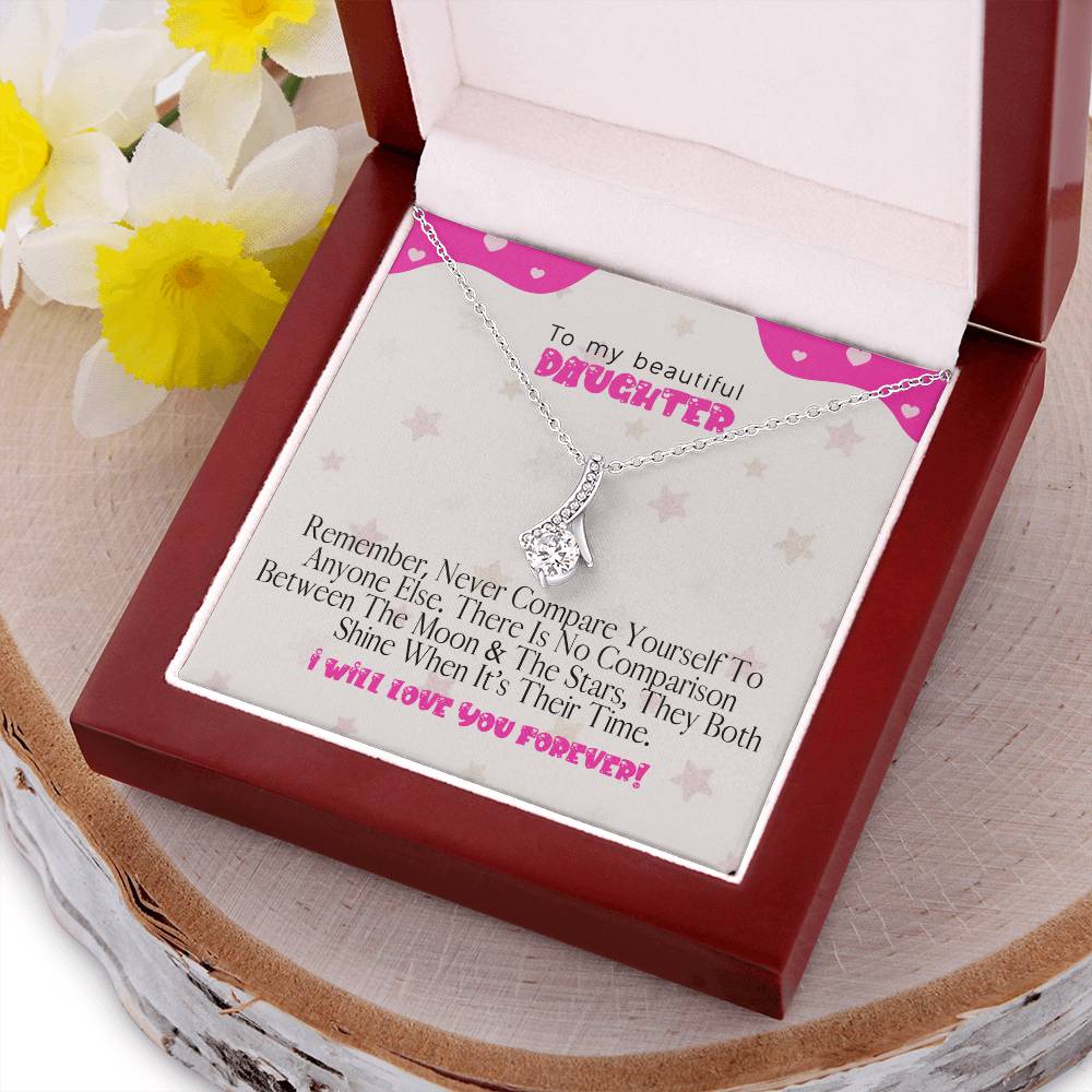 To My Beautiful Daughter - The Perfect Gift For Your Daughter Mom Daughter Necklace Daughter Birthday Gift Daughter Graduation Alluring Beauty Necklace