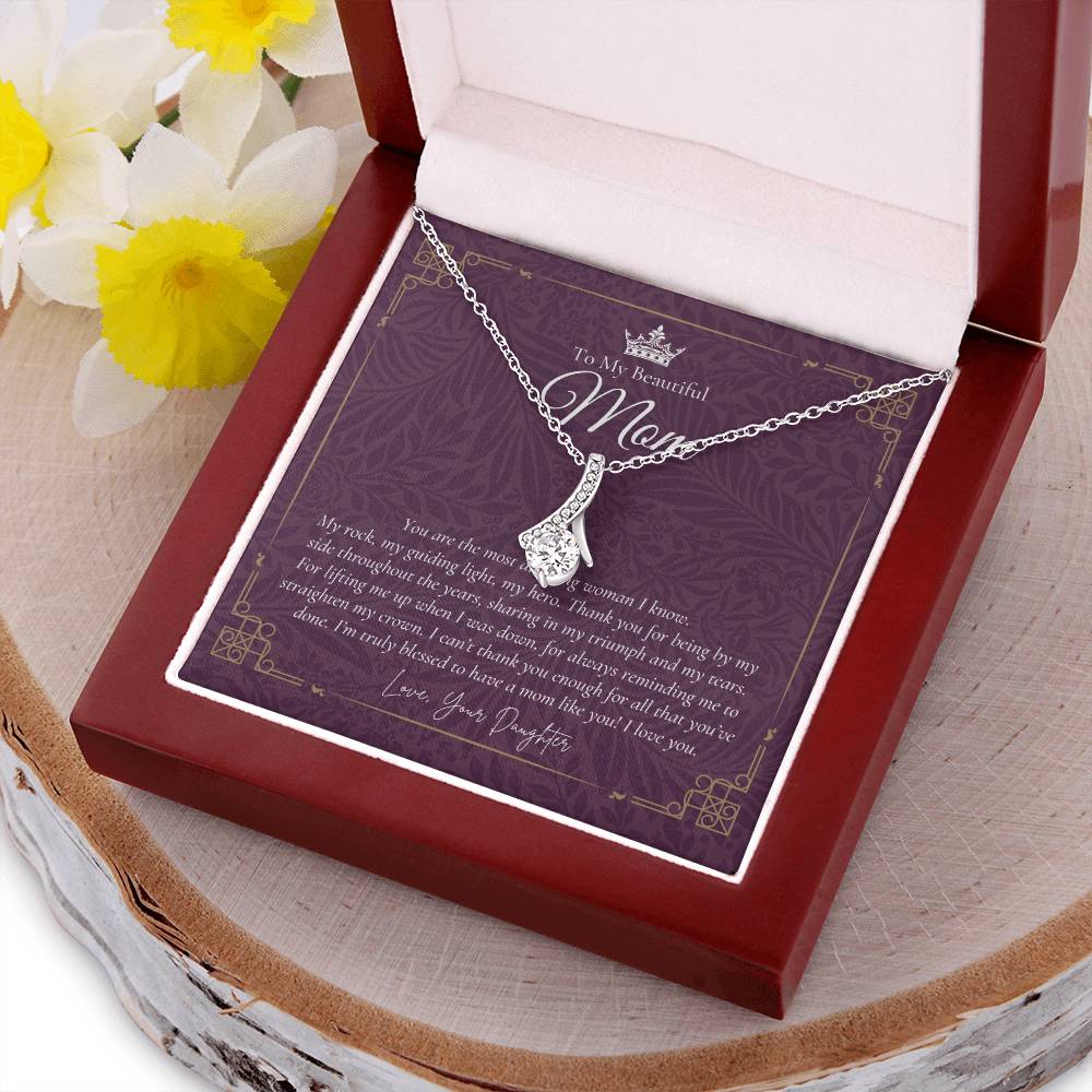 To My Beautiful Mom Necklace  Badass Mom Gift  Mother’S Day Gift  Birthday Gift  Gift From Daughter On Wedding Day 2 Alluring Beauty Necklace