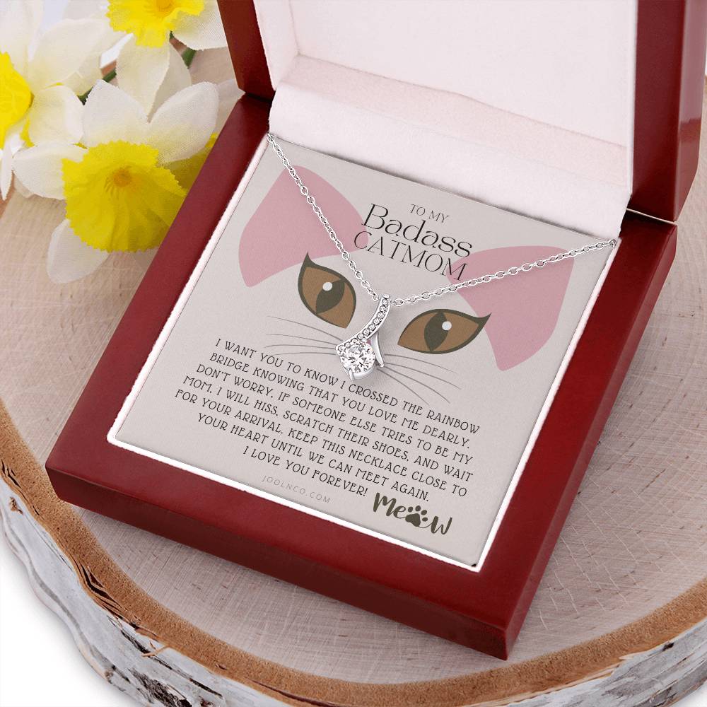 To My Badass Cat Mom Until We Can Meet Again Necklace Loss Of Cat Memorial Necklace Cat Loss Gifts Rainbow Bridge Cat Pet Sympathy Gift 5 Alluring Beauty Necklace