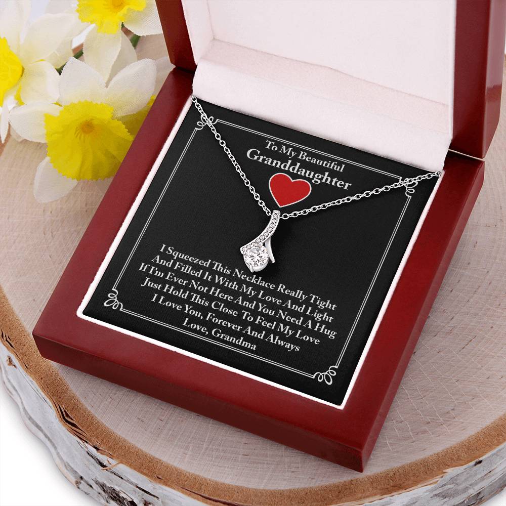 To My Beautiful Granddaughter Ribbon Necklace Alluring Beauty Necklace