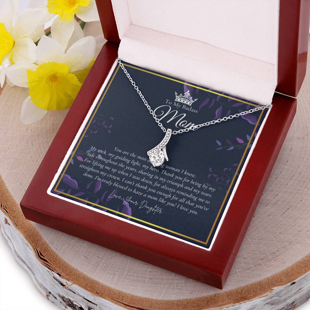 To My Badass Mom Necklace  Badass Mom Gift  Mother’S Day Gift  Birthday Gift  Gift From Daughter On Wedding Day 3 Alluring Beauty Necklace