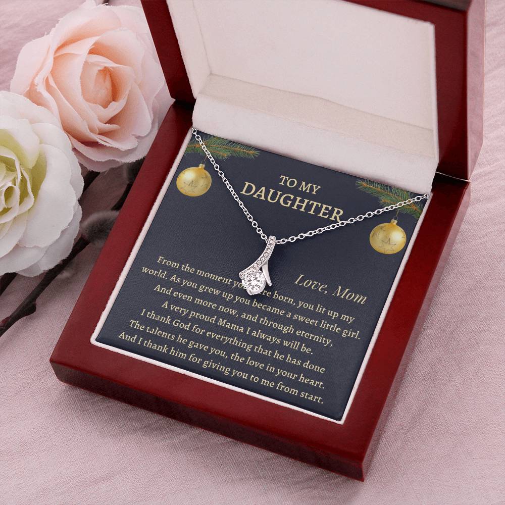 Christmas Gift To Daughter - From The Moment You Were Born You Lit Up My World Alluring Beauty Necklace