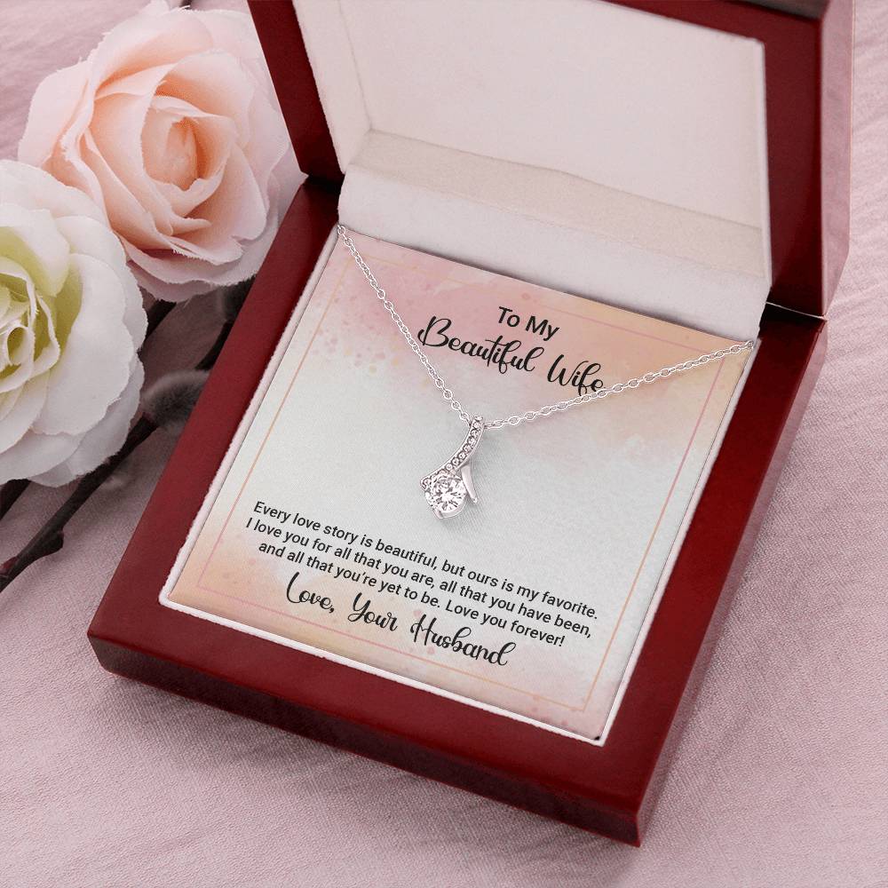To My Beautiful Wife - Happy Anniversary - Beautiful Sparkly Alluring Pendant Alluring Beauty Necklace