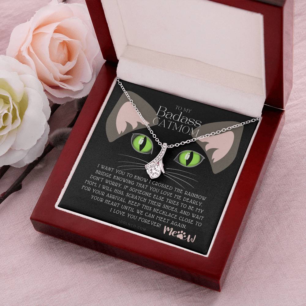 To My Badass Cat Mom Until We Can Meet Again Necklace Loss Of Cat Memorial Necklace Cat Loss Gifts Rainbow Bridge Cat Pet Sympathy Gift 2 Alluring Beauty Necklace