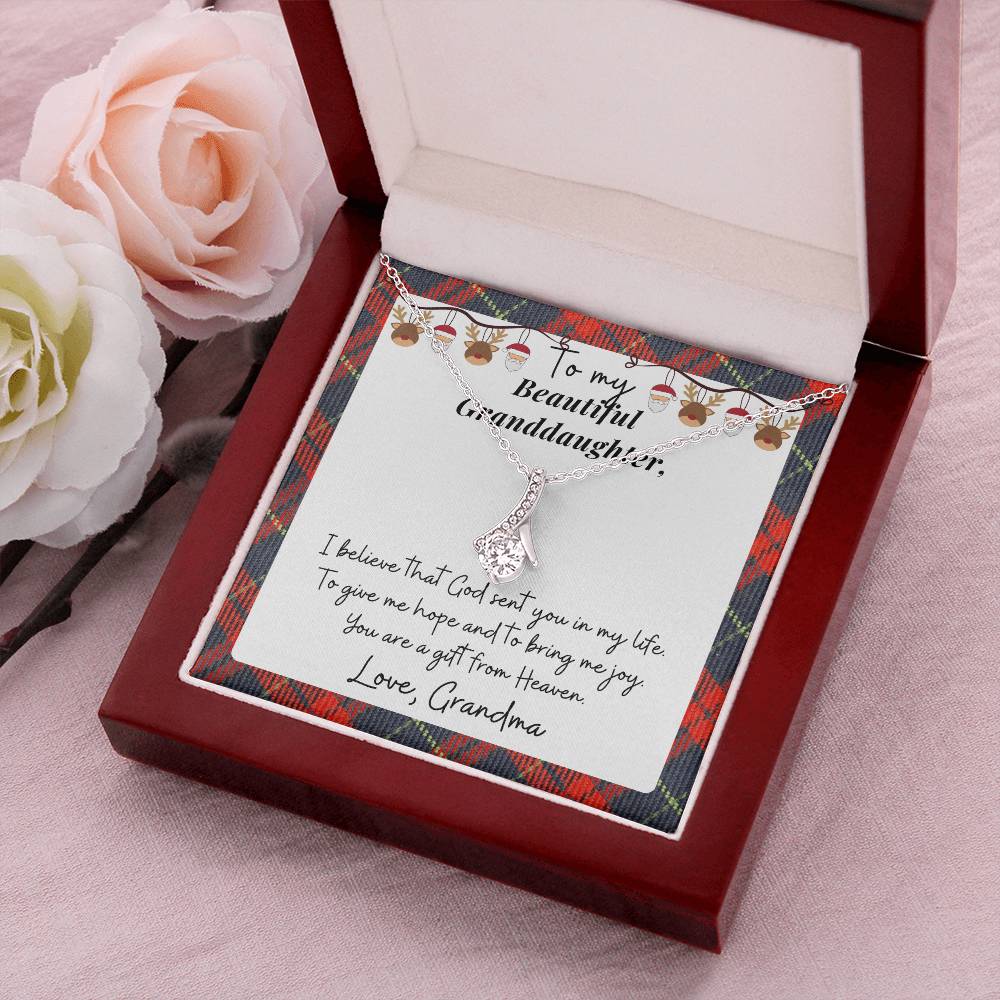 Christmas Gift To Granddaughter - I Believe That God Sent You In My Life. To Give Me Hope And To Bring Me Joy. Alluring Beauty Necklace