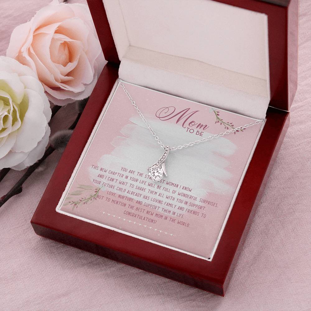 Mom To Be The Best New Mom In The World Alluring Beauty Necklace Mother's Day Message Card Alluring Beauty Necklace