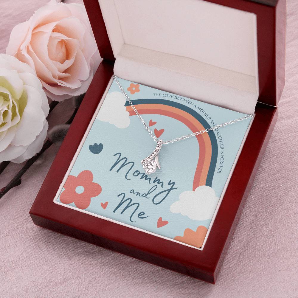 Mommy And Me Heart Hand-Stamped Necklace Mother Daughter Necklace Mommy And Me Heart Jewelry Gift For Mom Gift From Daughter Alluring Beauty Necklace