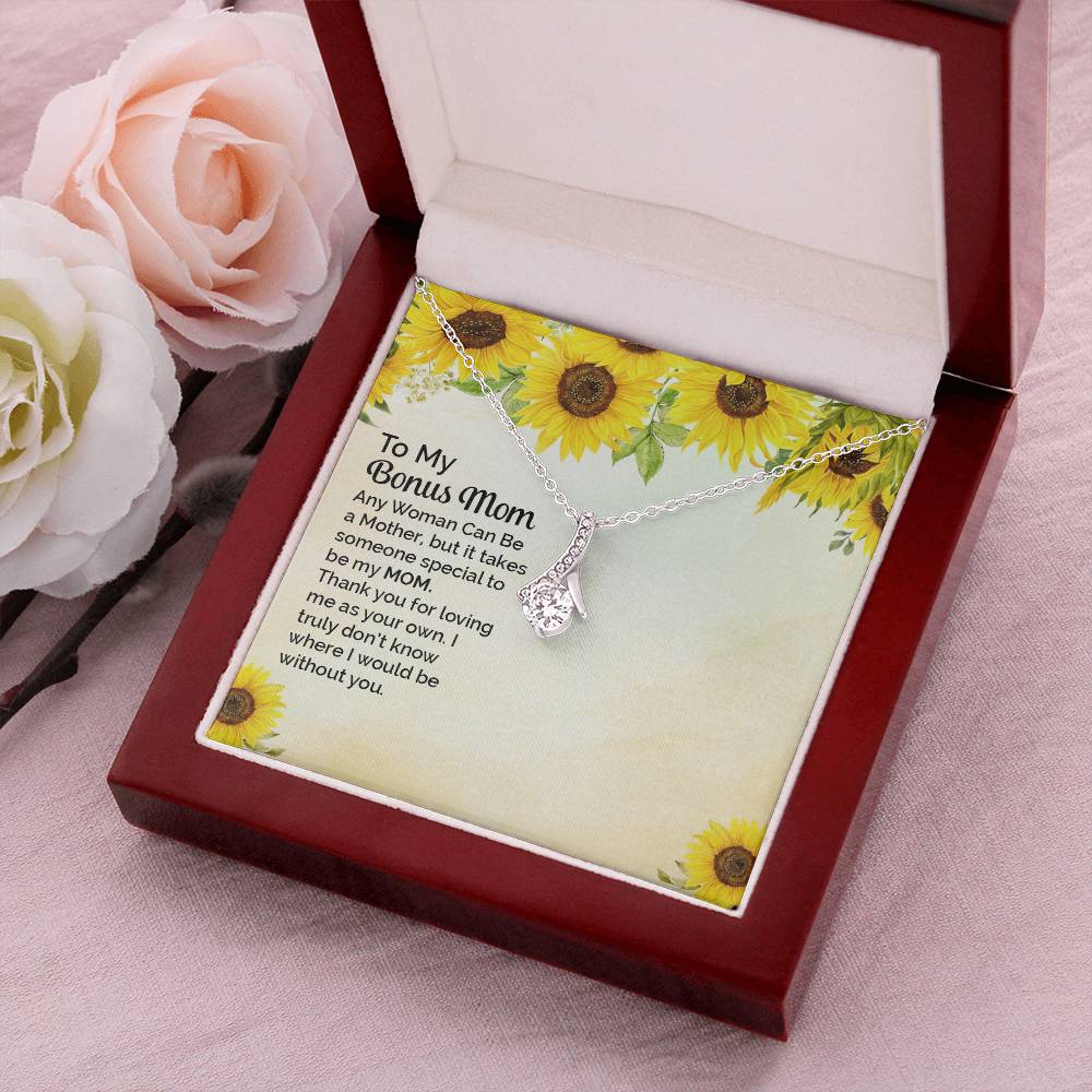 Ribbon Pendant Necklace -To My Bonus Mom- Takes Someone Special Alluring Beauty Necklace