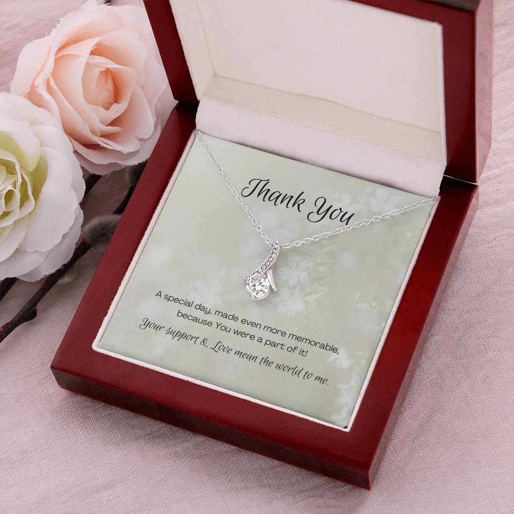 Bridesmaid Thank You Ribbon Design Pendant Alluring Beauty Necklace